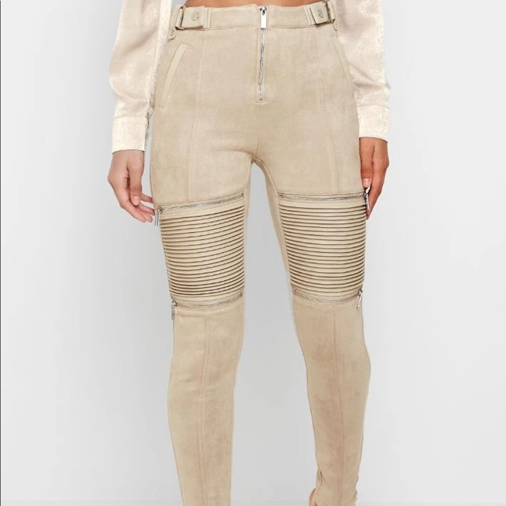 High quality nude suede biker leggings